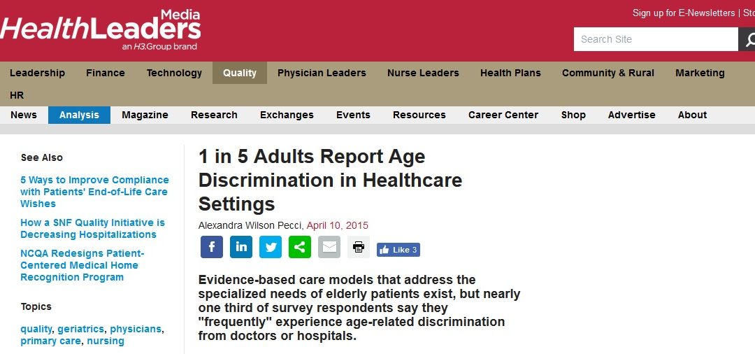 News – 1 in 5 Adults Report Age Discrimination in Healthcare Settings